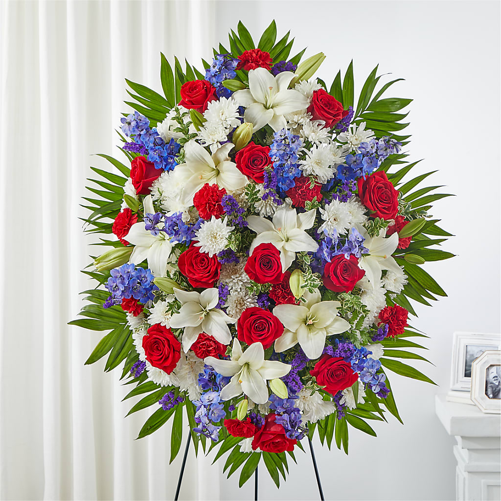 Cherished Service Standing Spray – Your Thoughts Floral, El Paso TX